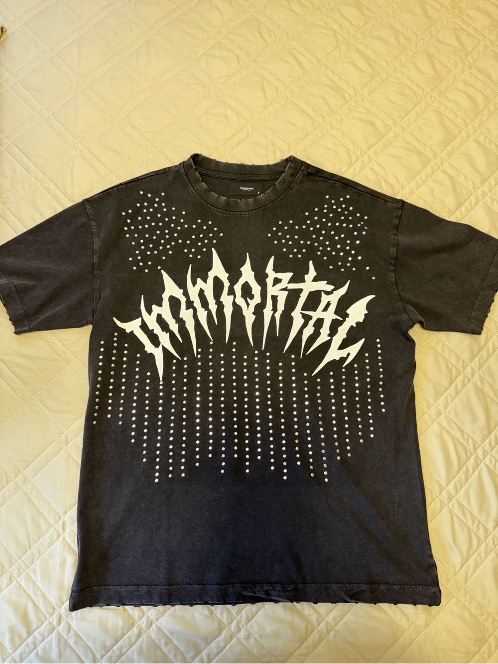 Reserved Black Graphic Studded Short-Sleeve Tee